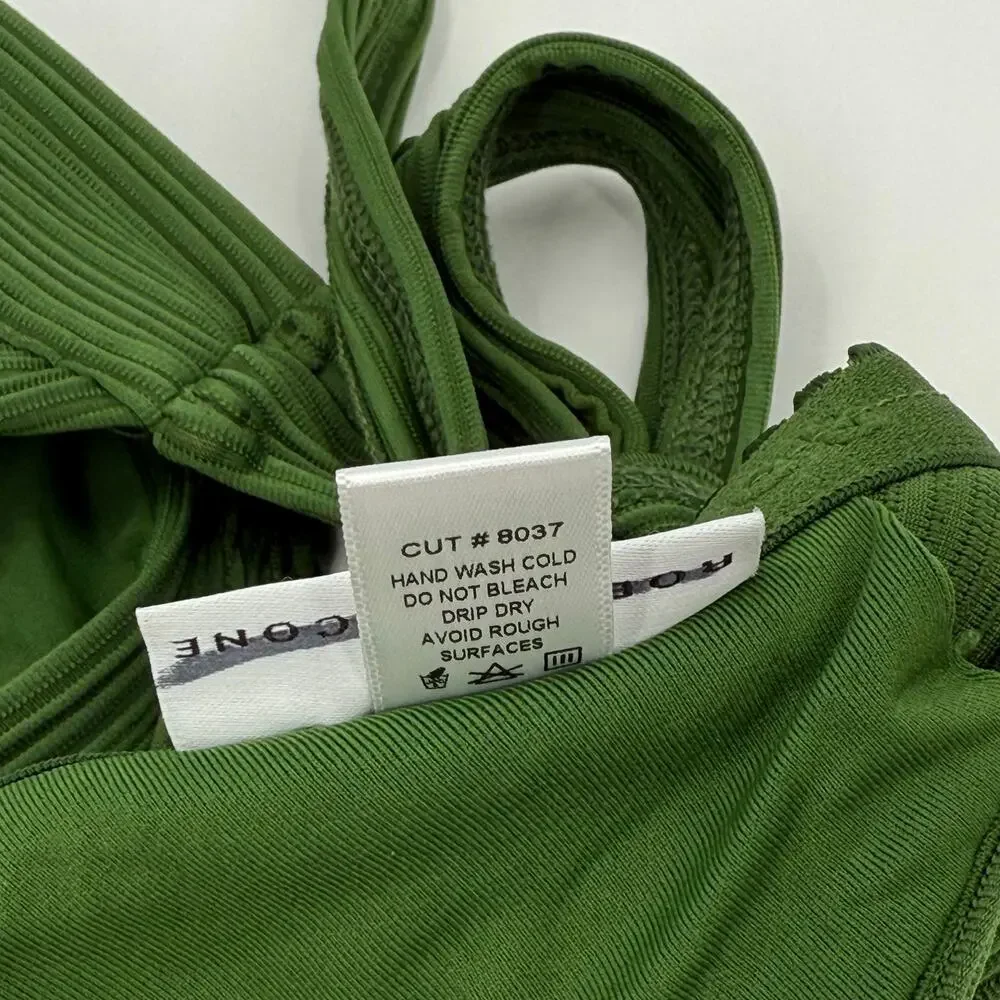 Robin Piccone Bikini Top Size Large NEW Green Lily Halter Swim Tie Back NWOT